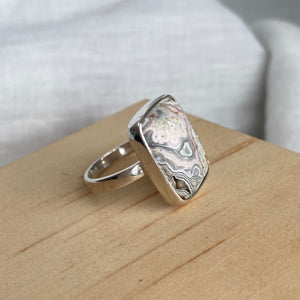 Sterling Ring with Pink and Grey Agate Stone