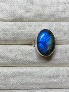 Silver Ring with Large Labradorite Stone