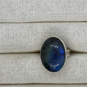 Silver Ring with Large Labradorite Stone