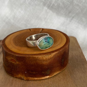 Oval Blue Apatite Ring