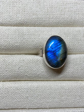 Load image into Gallery viewer, Silver Ring with Large Labradorite Stone
