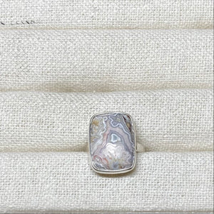 Sterling Ring with Pink and Grey Agate Stone
